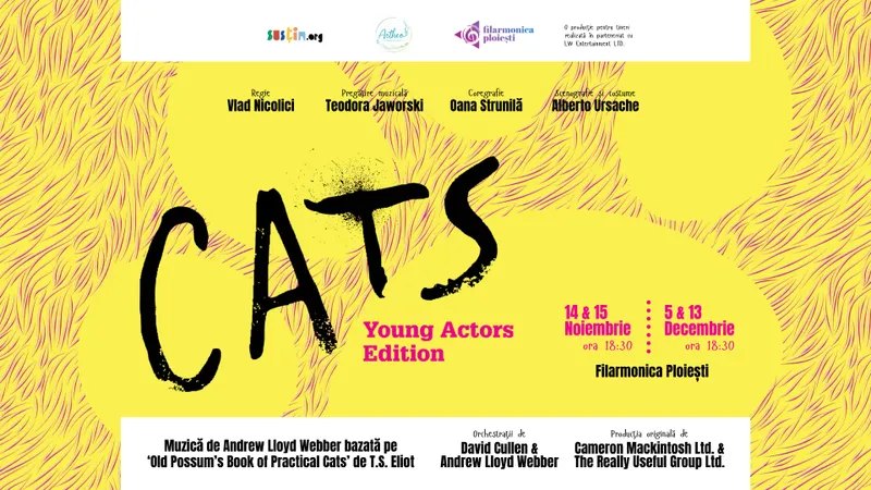 The CATS: Young Actors Edition visual, with the creative team, the performance dates and the production partners
