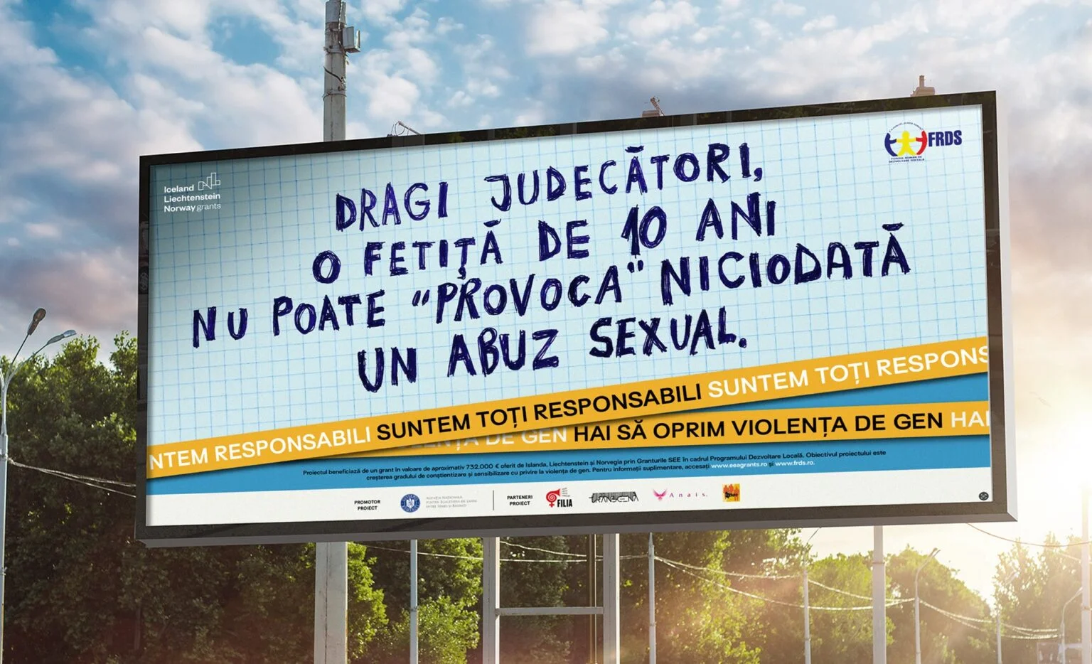 Panou stradal din campania Centrului FILIA împotriva violenței de gen